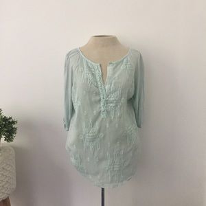 Anthropologie Tiny Talita Sky Blue Embroidered Top